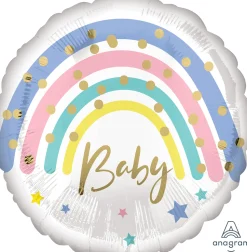 Pienet Foliopallot>Anagram International Inc, 7700 Anagram Drive, MN 55344-7307, USA, http://www.anagramballoons.com/ Baby pastellisateenkaari foliopallo