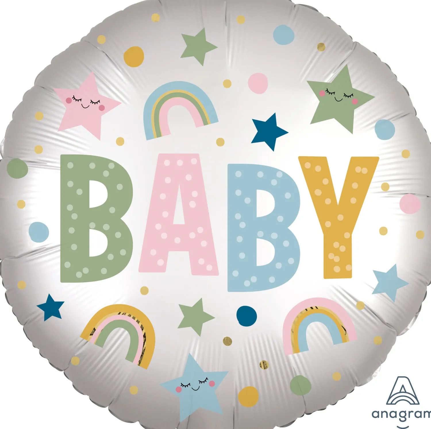 Pienet Foliopallot>Anagram International Inc, 7700 Anagram Drive, MN 55344-7307, USA, http://www.anagramballoons.com/ Baby satiini foliopallo