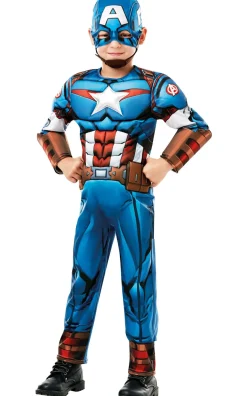 Lasten Naamiaisasut|Halloween>Rubies Netherlands b.v., Heldenseweg 25A, 6086 PD Neer, www.rubies.com Captain America lasten naamiaisasu muskeleilla