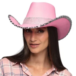 Häät|Häät>Boland Party Partners, P. O. Box 518, AK ALPHEN A/D RIJN, https://boland.eu Cowboy hattu paljeteilla, pinkki