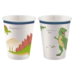 Lasit Ja Mukit|Dinosaurukset>IV Beck / Amscan Europe GmbH, Dettinger Str. 148, 73230 Kirchheim/Teck, Germany, www.amscan-europe.com Dinosaurus pahvimuki 8 kpl/pkt