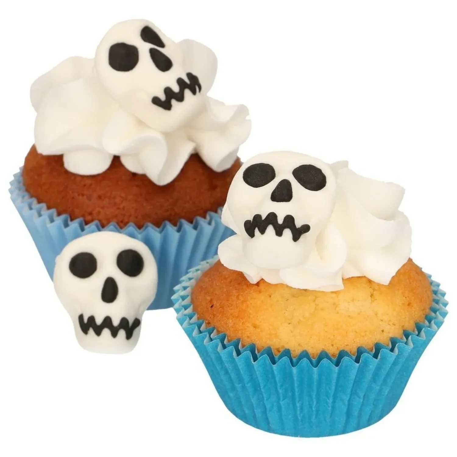 Halloween|Leivontakoristeet>Confetti Oy, Moukarikuja 4 C 1, 4300 TUUSULA, www.confetti.fi FunCakes syötävä koriste, pääkallot 8 kpl