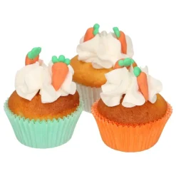 Leivontakoristeet|Kakkukuvat Ja Syötävät Koristetarrat>Confetti Oy, Moukarikuja 4 C 1, 4300 TUUSULA, www.confetti.fi FunCakes syötävä koriste, porkkanat 16 kpl