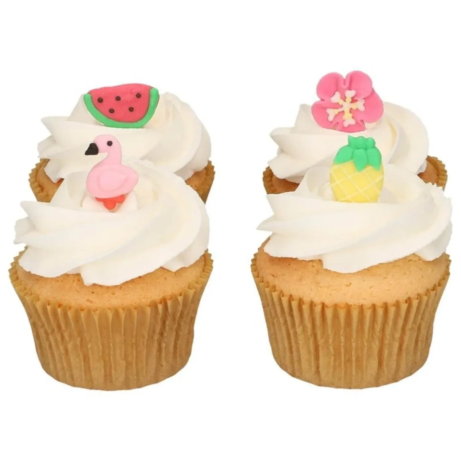 Leivontakoristeet|Kakkukuvat Ja Syötävät Koristetarrat>Confetti Oy, Moukarikuja 4 C 1, 4300 TUUSULA, www.confetti.fi FunCakes syötävä koriste, tropical 8 kpl