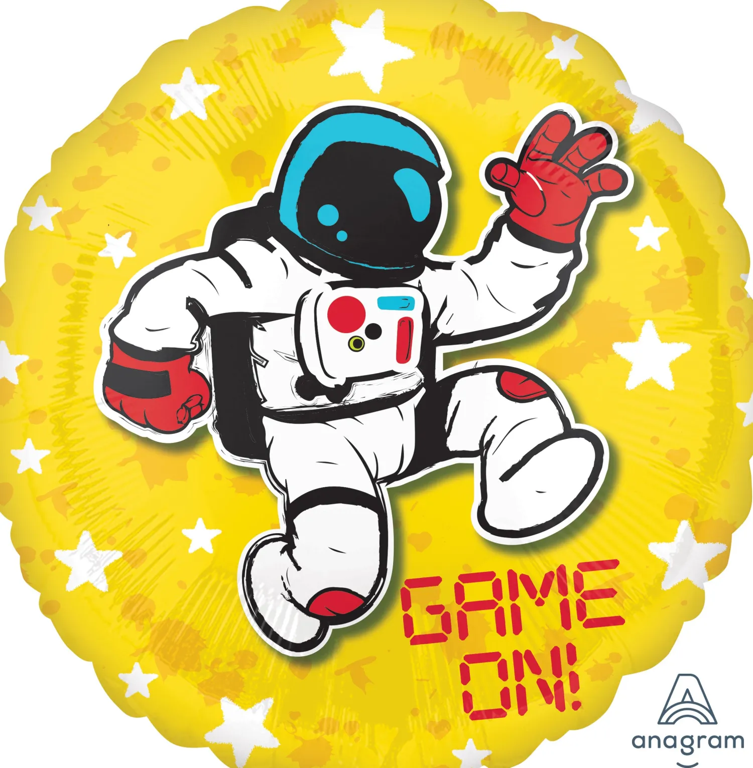 Pienet Foliopallot>Anagram International Inc, 7700 Anagram Drive, MN 55344-7307, USA, http://www.anagramballoons.com/ Game on astronautti foliopallo