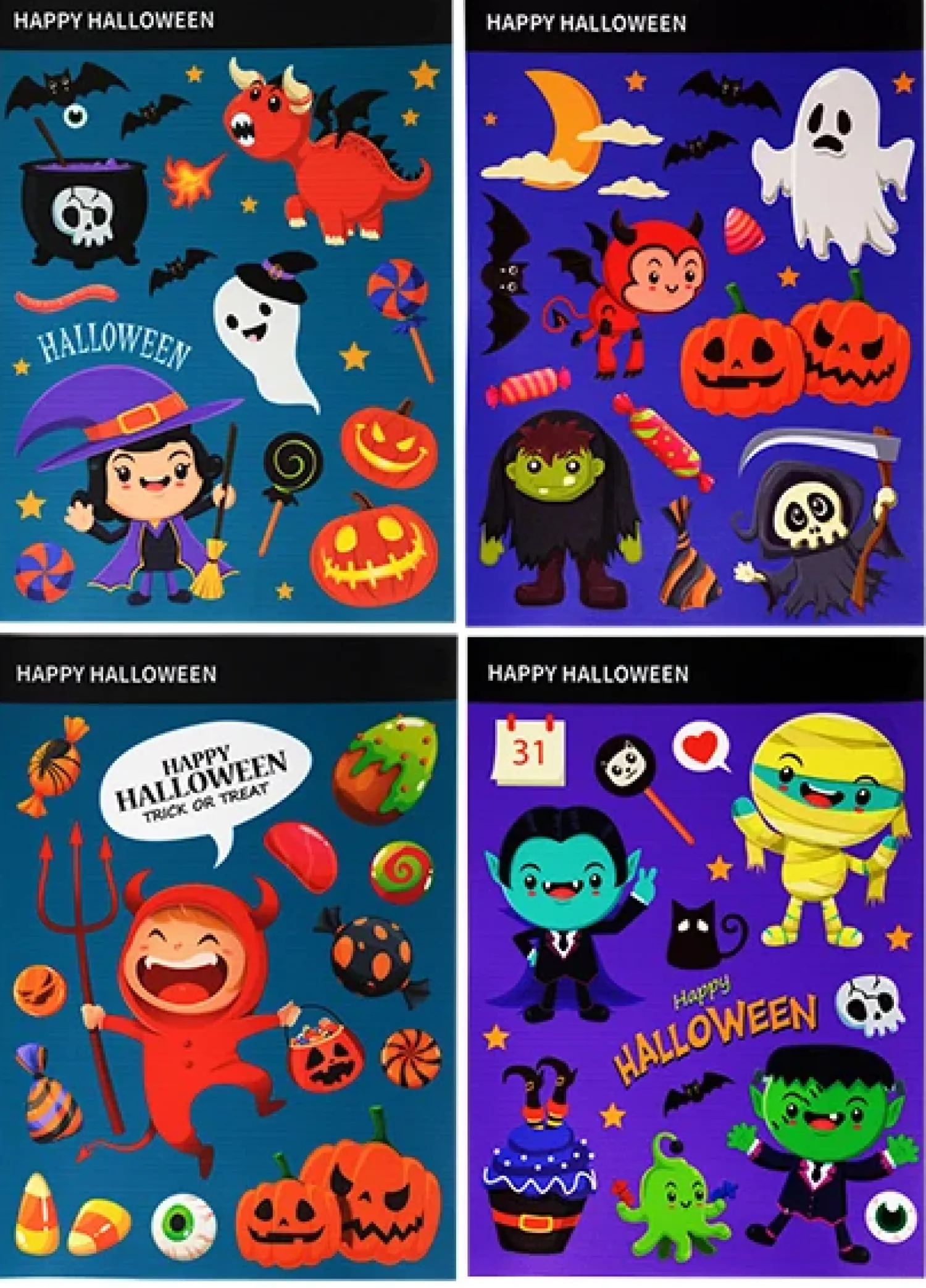 Tarrat|Halloween>Goodmark Europe NV, Industrielaan 15, 8520 Kuurne, www.goodmarkgroup.com Halloween staattiset ikkunatarrat, lajitelma 4 erilaista
