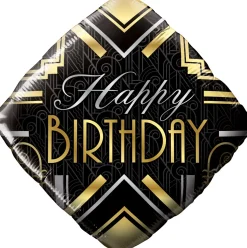 Pienet Foliopallot> Happy Birthday Art Deco foliopallo
