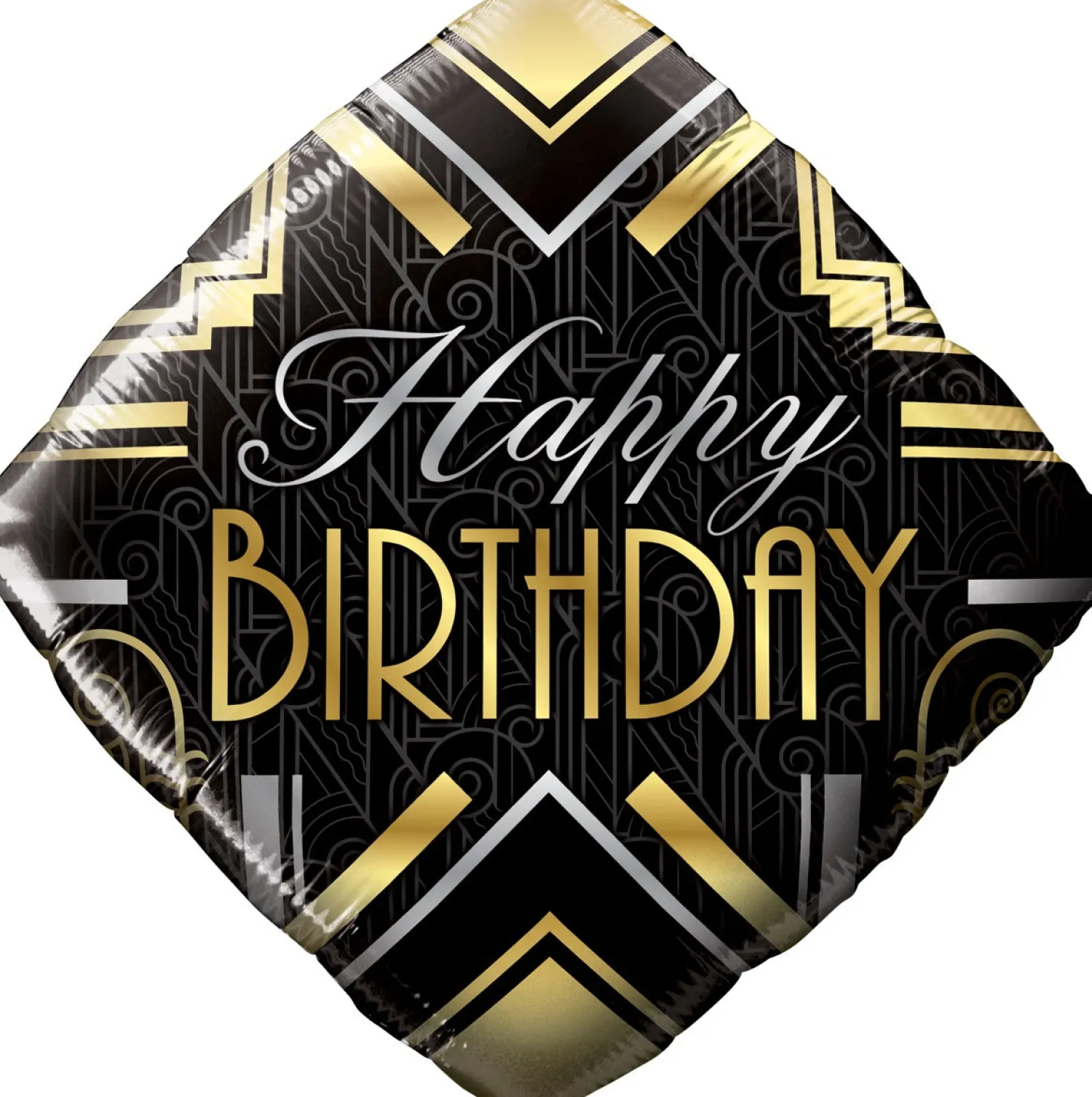 Pienet Foliopallot> Happy Birthday Art Deco foliopallo