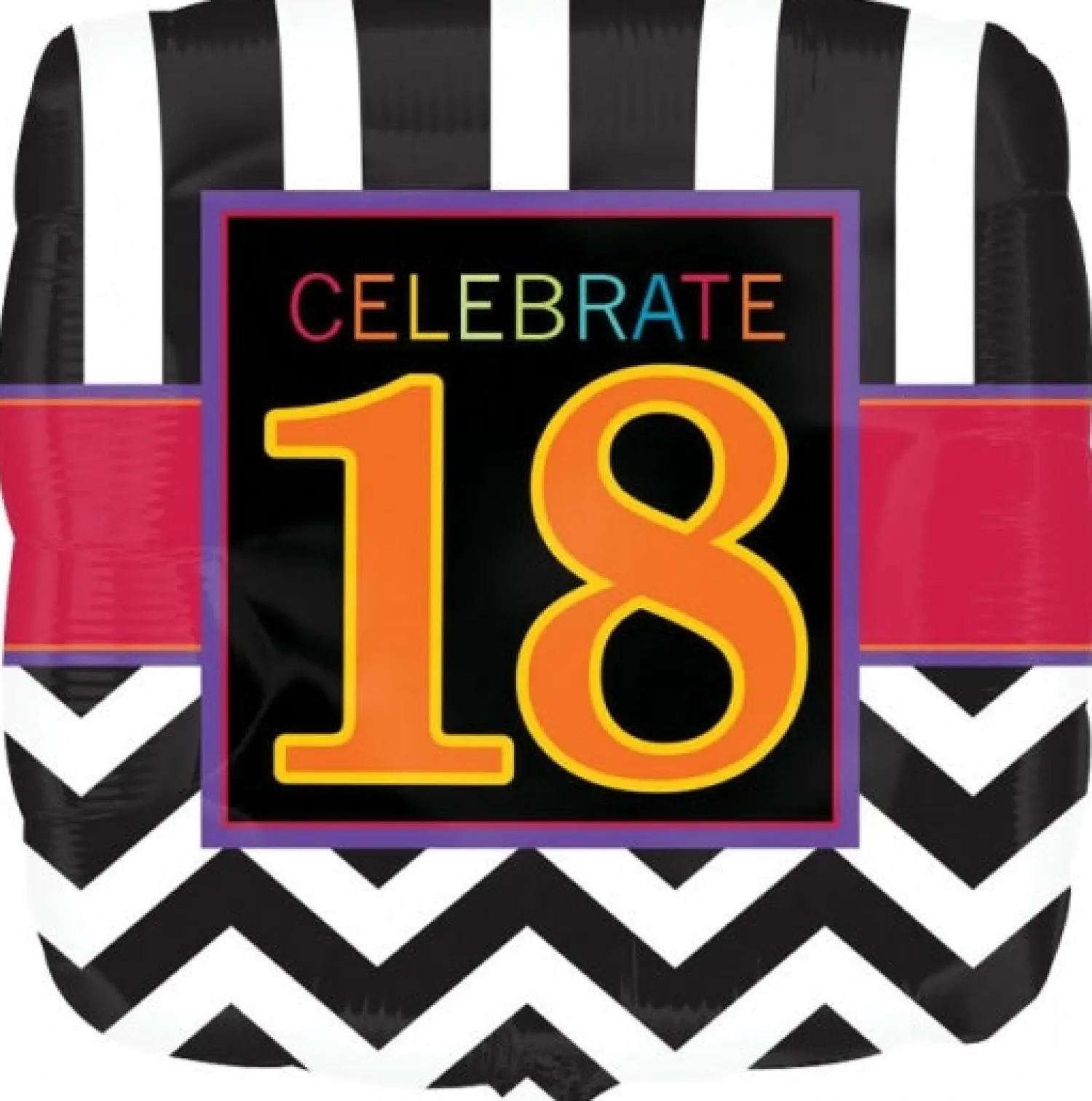 Pienet Foliopallot>Anagram International Inc, 7700 Anagram Drive, MN 55344-7307, USA, http://www.anagramballoons.com/ Happy Birthday celebrate 18 foliopallo