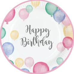 Lautaset>IV Beck / Amscan Europe GmbH, Dettinger Str. 148, 73230 Kirchheim/Teck, Germany, www.amscan-europe.com Happy Birthday ilmapallot suuri pahvilautanen 8 kpl/pkt