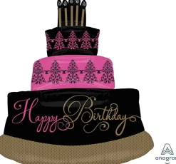 Muotofoliopallot>Anagram International Inc, 7700 Anagram Drive, MN 55344-7307, USA, http://www.anagramballoons.com/ Happy Birthday kakku muotofoliopallo