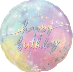 Pienet Foliopallot>Anagram International Inc, 7700 Anagram Drive, MN 55344-7307, USA, http://www.anagramballoons.com/ Happy Birthday kimalteleva pastelli foliopallo