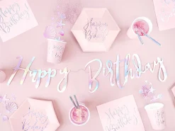 Muut Ripustettavat Koristeet|Viiri- Ja Kirjainnauhat>PartyDeco sp. z o.o. sp. k., ul. Kolumba 1, 70-035 Szczecin, www.partydeco.com Happy Birthday kirjainnauha kuultoväri