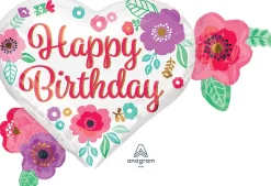 Muotofoliopallot>Anagram International Inc, 7700 Anagram Drive, MN 55344-7307, USA, http://www.anagramballoons.com/ Happy Birthday kukat muotofoliopallo
