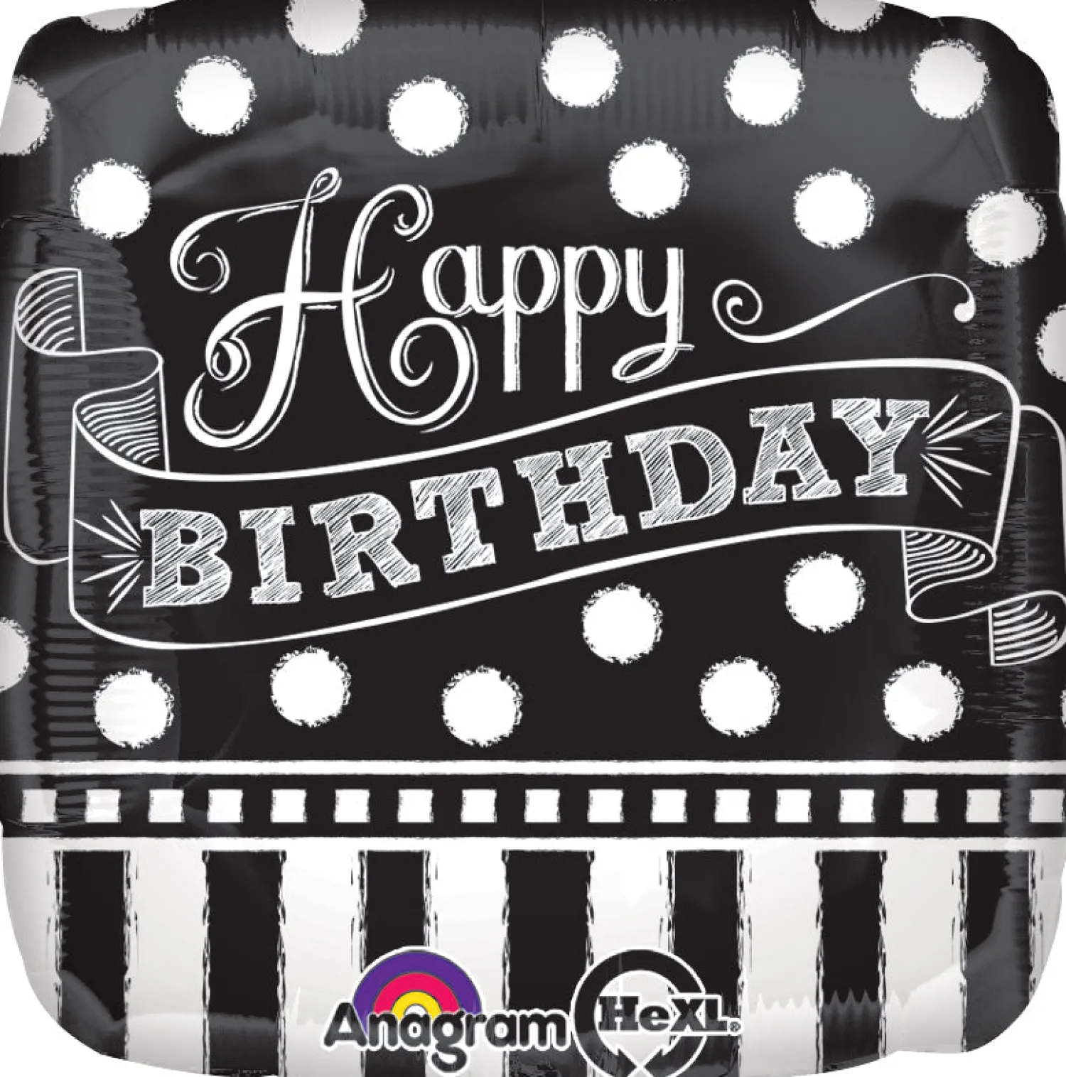 Pienet Foliopallot>Anagram International Inc, 7700 Anagram Drive, MN 55344-7307, USA, http://www.anagramballoons.com/ Happy Birthday liitutaulu foliopallo