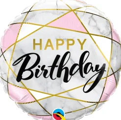 Pienet Foliopallot> Happy Birthday marmori foliopallo