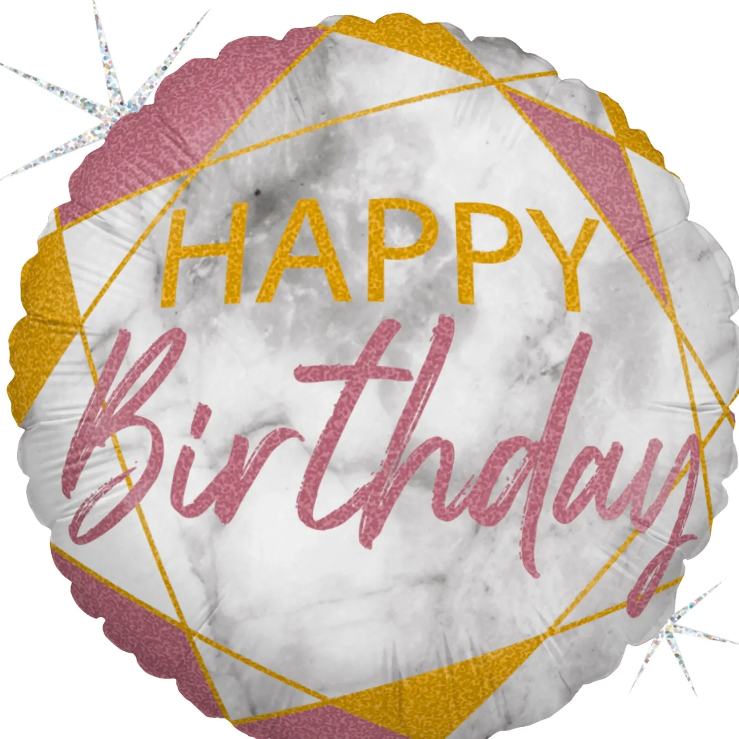 Pienet Foliopallot>Grabo Intl Srl, Via del Lavoro 33, 47853 CORIANO, ITALY, www.graboballoons.com Happy Birthday marmori ruusukulta foliopallo