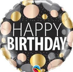 Pienet Foliopallot> Happy Birthday metallinhohtoiset pallot foliopallo