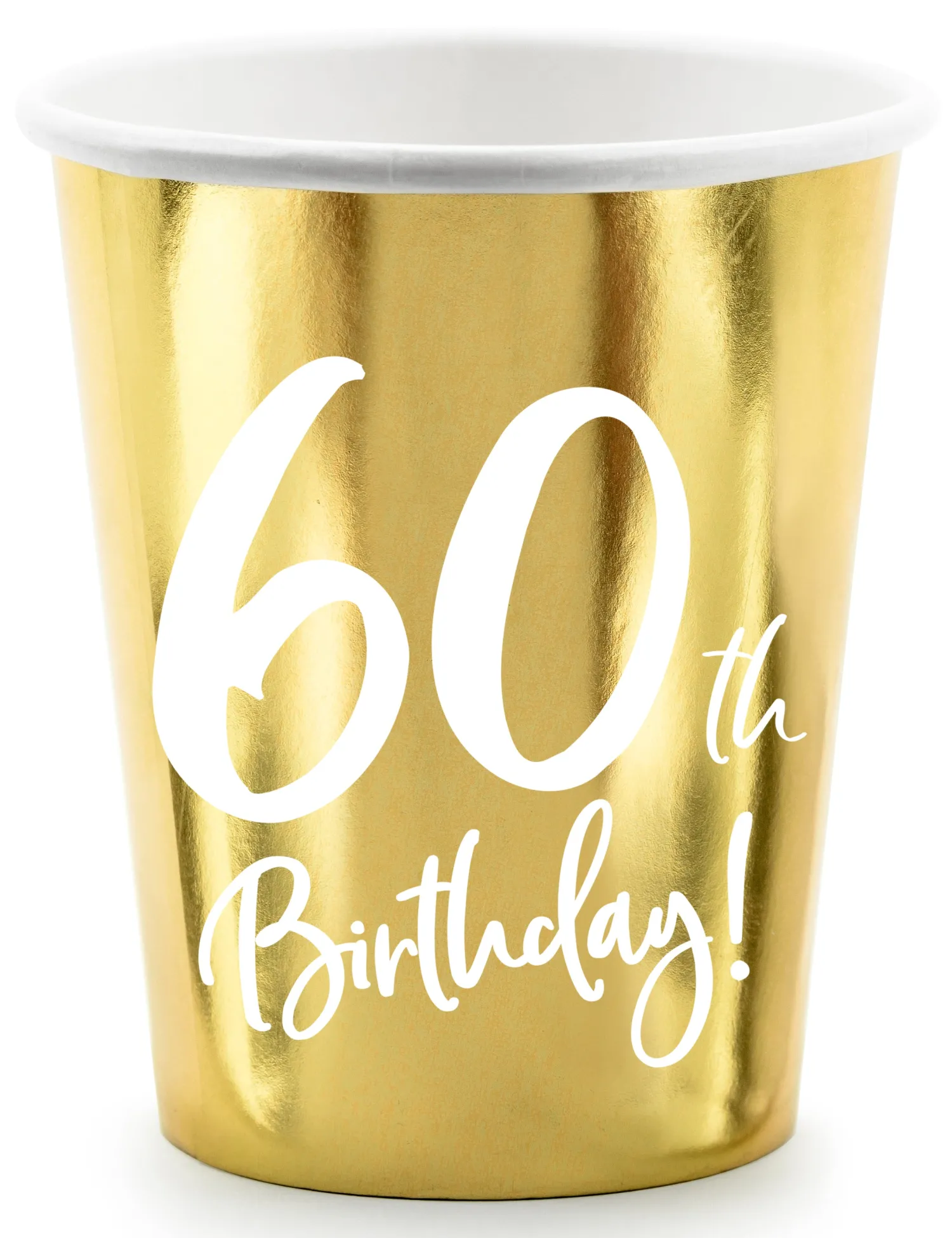 Lasit Ja Mukit>PartyDeco sp. z o.o. sp. k., ul. Kolumba 1, 70-035 Szczecin, www.partydeco.com Happy Birthday 60 pahvimuki korkeakiiltokulta 6 kpl/pkt