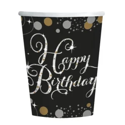 Lasit Ja Mukit>IV Beck / Amscan Europe GmbH, Dettinger Str. 148, 73230 Kirchheim/Teck, Germany, www.amscan-europe.com Happy Birthday pahvimuki 8 kpl/pkt