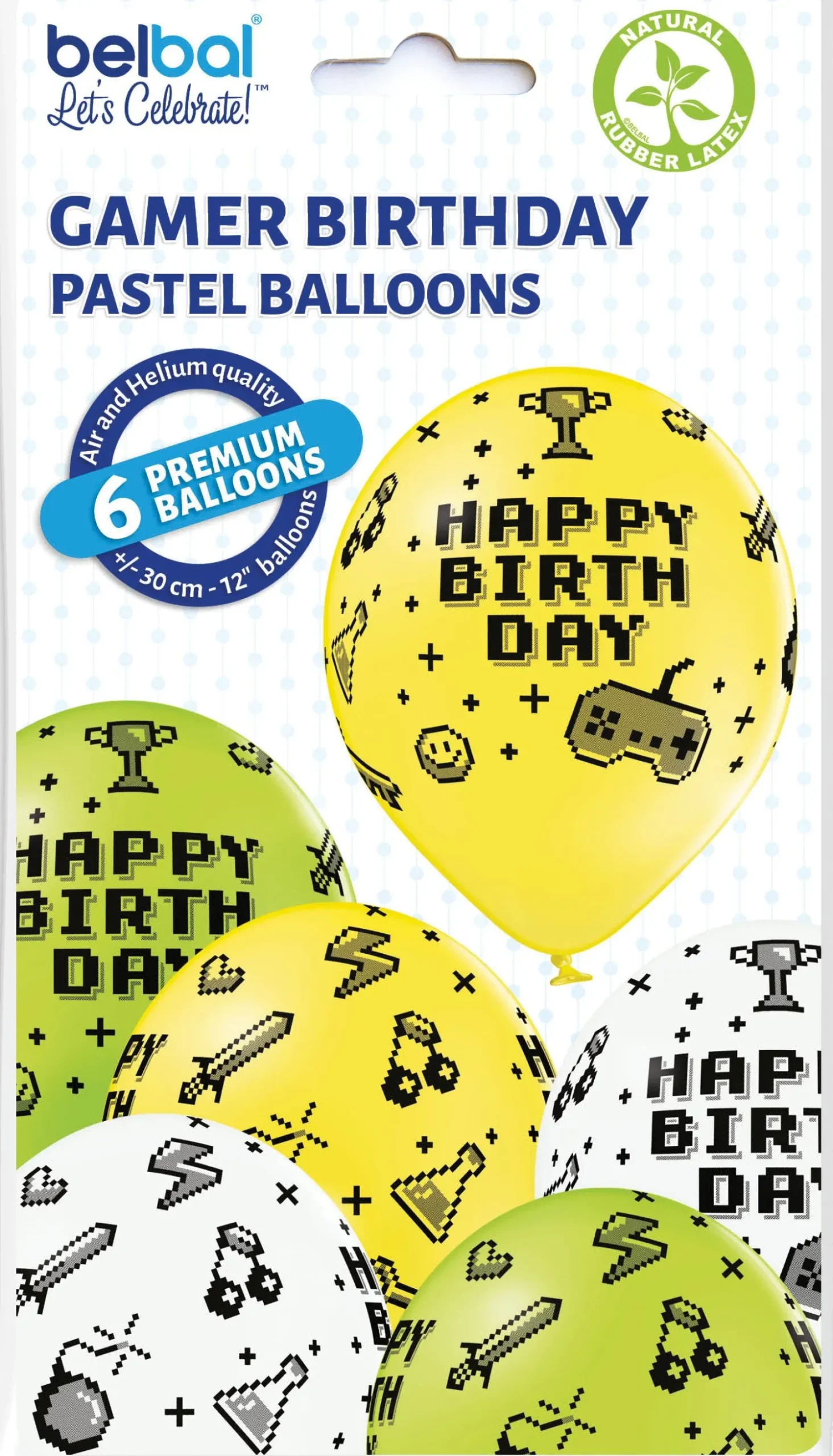 Syntymäpäivät|Syntymäpäivät>Belbal sp.zo.o, ul.Skarszewska 1, 83 - 110 Tczew, www.belbal.com Happy Birthday pelimaailma ilmapallo 30 cm 6 kpl/pss