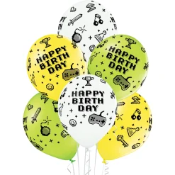 Syntymäpäivät|Syntymäpäivät>Belbal sp.zo.o, ul.Skarszewska 1, 83 - 110 Tczew, www.belbal.com Happy Birthday pelimaailma ilmapallo 30 cm 6 kpl/pss