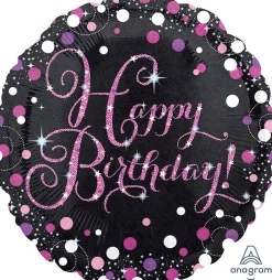 Pienet Foliopallot>Anagram International Inc, 7700 Anagram Drive, MN 55344-7307, USA, http://www.anagramballoons.com/ Happy Birthday pinkki foliopallo
