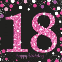 Lautasliinat>IV Beck / Amscan Europe GmbH, Dettinger Str. 148, 73230 Kirchheim/Teck, Germany, www.amscan-europe.com Happy Birthday 18 pinkki suuri lautasliina 16 kpl/pkt