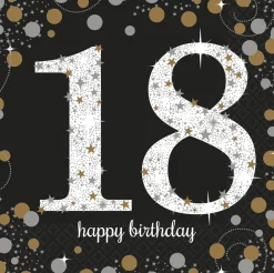 Lautasliinat>IV Beck / Amscan Europe GmbH, Dettinger Str. 148, 73230 Kirchheim/Teck, Germany, www.amscan-europe.com Happy Birthday 18, suuri lautasliina 16 kpl/pkt