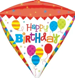 Erikoisfoliopallot>Anagram International Inc, 7700 Anagram Drive, MN 55344-7307, USA, http://www.anagramballoons.com/ Happy Birthday timantti 3D muotofoliopallo