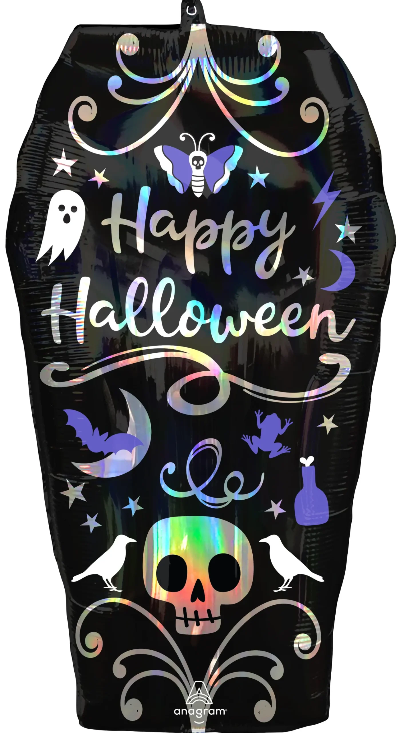 Halloween|Erikoisfoliopallot>Anagram International Inc, 7700 Anagram Drive, MN 55344-7307, USA, http://www.anagramballoons.com/ Happy Halloween arkku hologrammi erikoismuotofolio