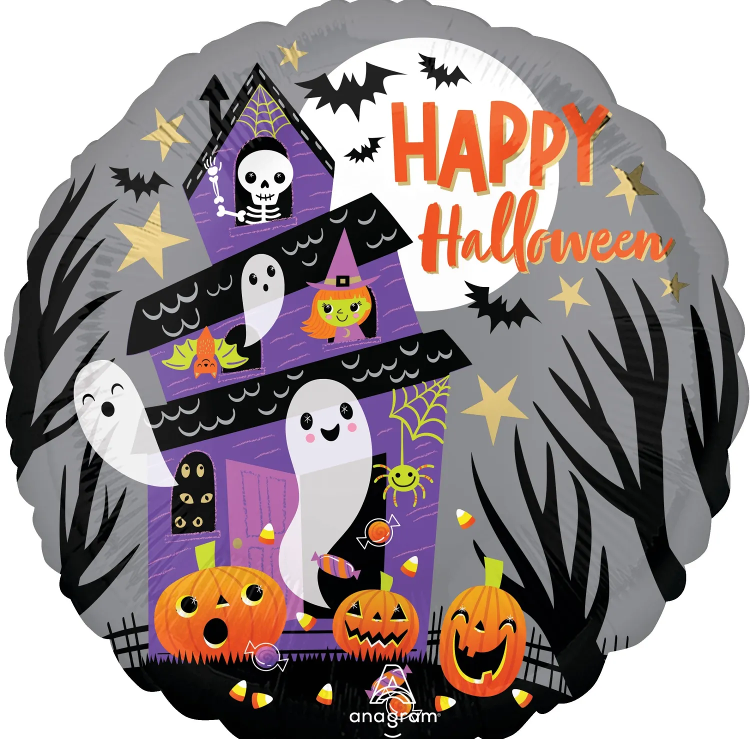 Pienet Foliopallot|Halloween>Anagram International Inc, 7700 Anagram Drive, MN 55344-7307, USA, http://www.anagramballoons.com/ Happy Halloween kummitustalo foliopallo