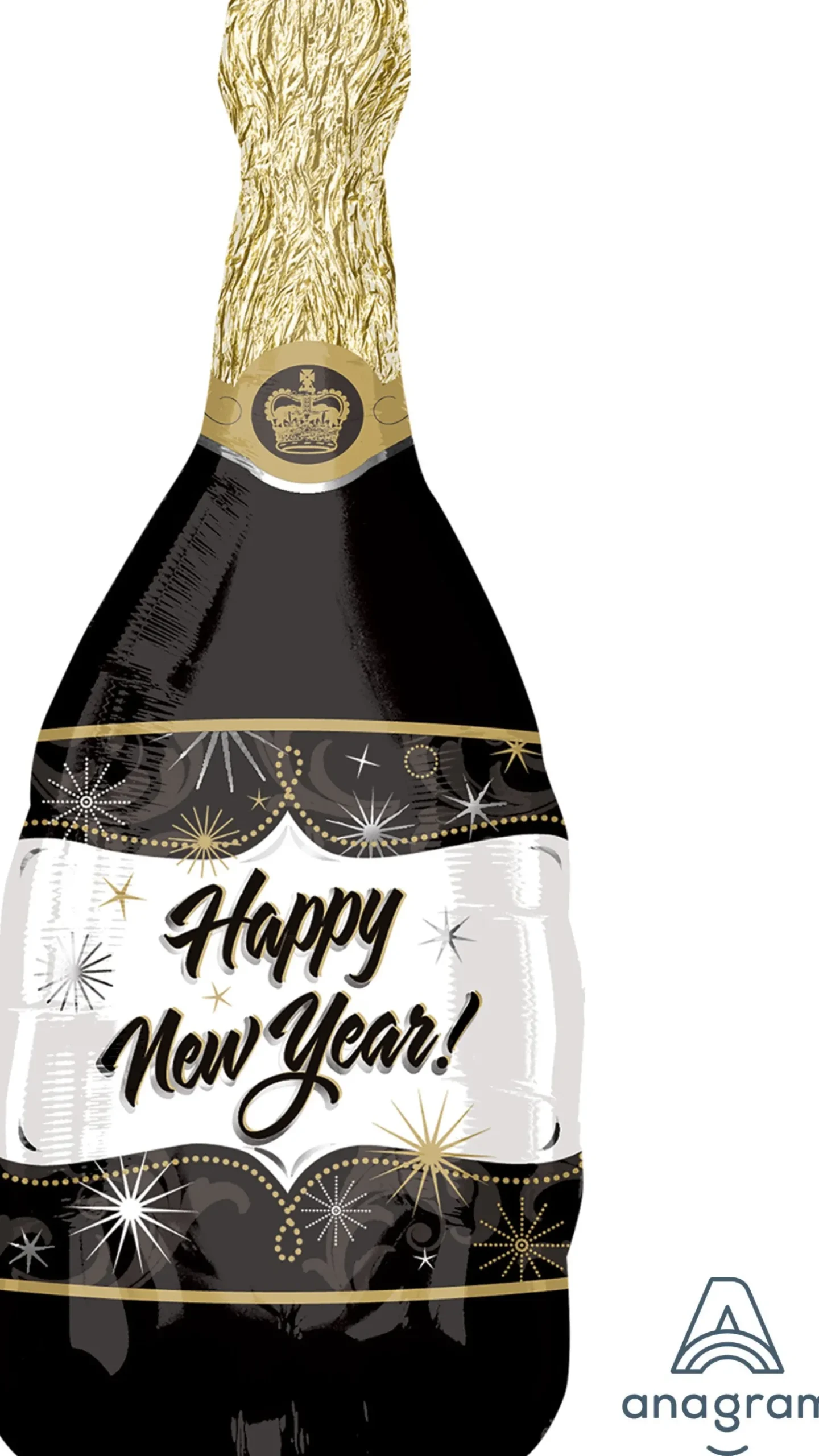 Muotofoliopallot|Uusi Vuosi>Anagram International Inc, 7700 Anagram Drive, MN 55344-7307, USA, http://www.anagramballoons.com/ Happy New Year Shampanjapullo muotofoliopallo