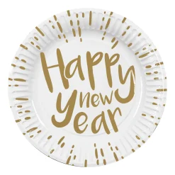 Lautaset|Uusi Vuosi>Boland Party Partners, P. O. Box 518, AK ALPHEN A/D RIJN, https://boland.eu Happy New Year suuri pahvilautanen 10 kpl/pkt