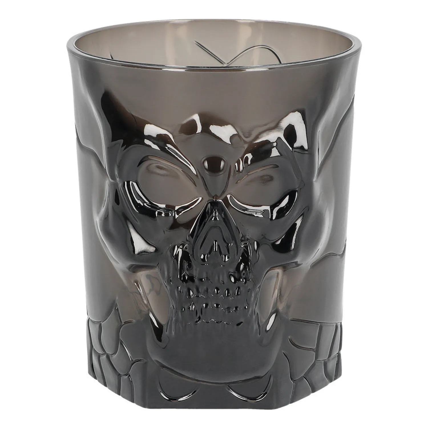 Halloween|Lasit Ja Mukit>Boland Party Partners, P. O. Box 518, AK ALPHEN A/D RIJN, https://boland.eu Harmaa pääkallo juomalasi 400 ml