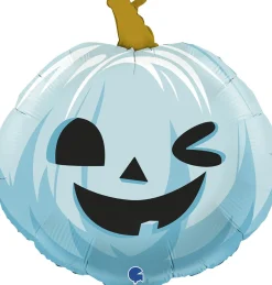 Muotofoliopallot|Halloween>Grabo Intl Srl, Via del Lavoro 33, 47853 CORIANO, ITALY, www.graboballoons.com Hauska kurpitsa muotofoliopallo sininen
