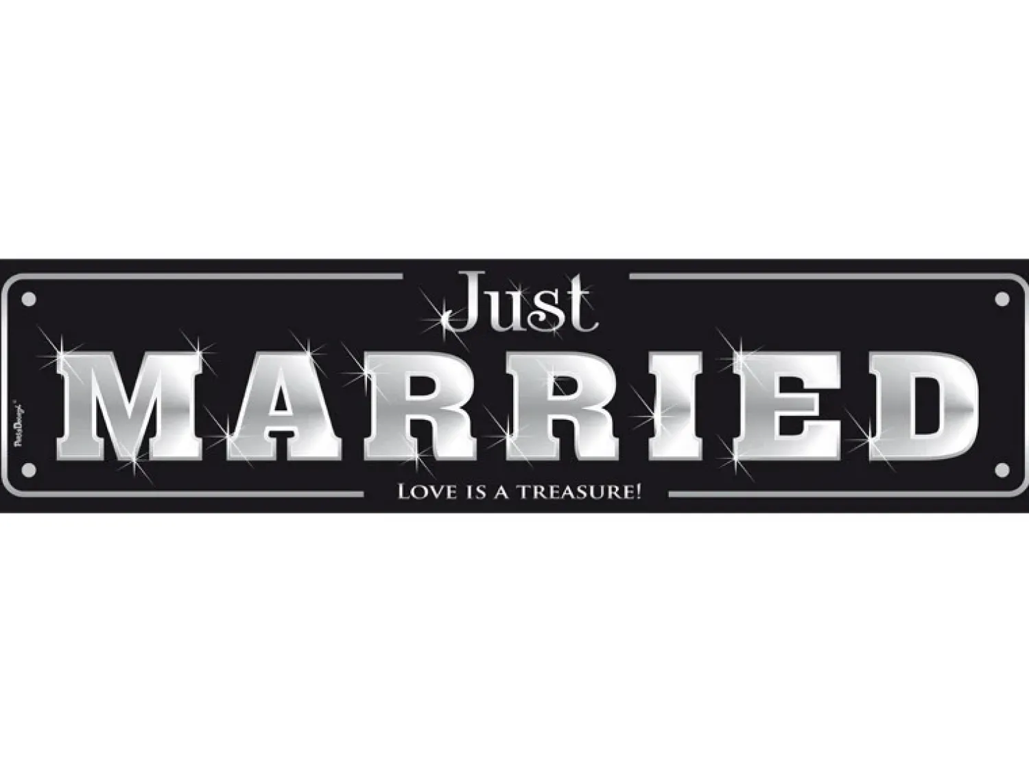 Liput, Kyltit Ja Julisteet|Muut Koristeet Ja Rekvisiitat>PartyDeco sp. z o.o. sp. k., ul. Kolumba 1, 70-035 Szczecin, www.partydeco.com Hääkyltti pahvia, "Just married" hopea 1 kpl