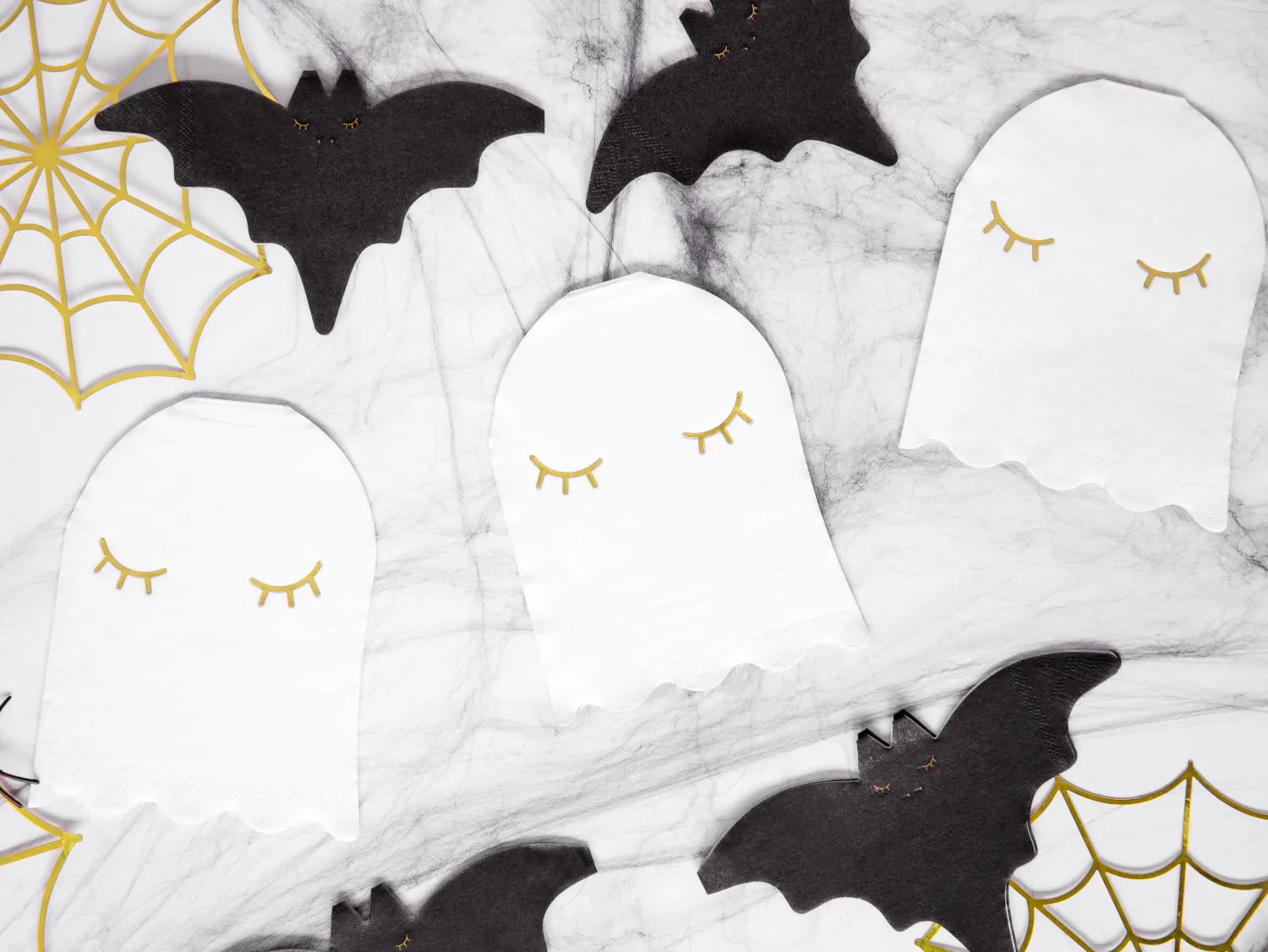 Eläimet, Hahmot Ja Ötökät|Halloween>PartyDeco sp. z o.o. sp. k., ul. Kolumba 1, 70-035 Szczecin, www.partydeco.com Hämähäkinseitti kullanvärinen koriste 3 kpl/pkt