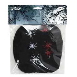 Muut Ripustettavat Koristeet|Halloween>Boland Party Partners, P. O. Box 518, AK ALPHEN A/D RIJN, https://boland.eu Hämähäkinseitti musta 100 g + 6 hämähäkkiä
