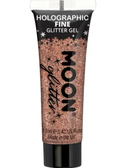 Penkkarit|Glitterit>Smiffys II Ltd., New Lane, Leeds, LS11 5DZ United Kingdom, www.smiffys.com Holografinen glittergeeli hienojakoinen ruusukullanvärinen 12 ml