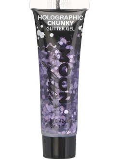 Glitterit|Vappu>Smiffys II Ltd., New Lane, Leeds, LS11 5DZ United Kingdom, www.smiffys.com Holografinen glittergeeli suuri kimalle violetti 12 ml