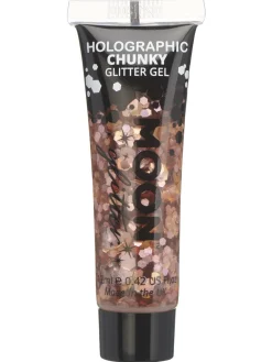 Glitterit|Vappu>Smiffys II Ltd., New Lane, Leeds, LS11 5DZ United Kingdom, www.smiffys.com Holografinen glittergeeli suuri kimalle ruusukullanvärinen 12 ml