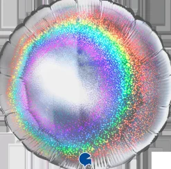 Yksiväriset Ilmapallot>Grabo Intl Srl, Via del Lavoro 33, 47853 CORIANO, ITALY, www.graboballoons.com Hopeanvärinen hologrammi pyöreä foliopallo