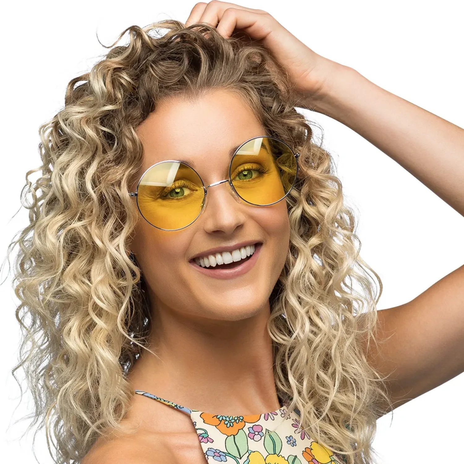 60-Luku - Hipit|Vappu>Boland Party Partners, P. O. Box 518, AK ALPHEN A/D RIJN, https://boland.eu Hupilasit hippi XL keltainen