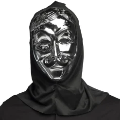 Naamarit Ja Silmikot|Halloween>Boland Party Partners, P. O. Box 518, AK ALPHEN A/D RIJN, https://boland.eu Hupullinen naamari hopeanvärinen