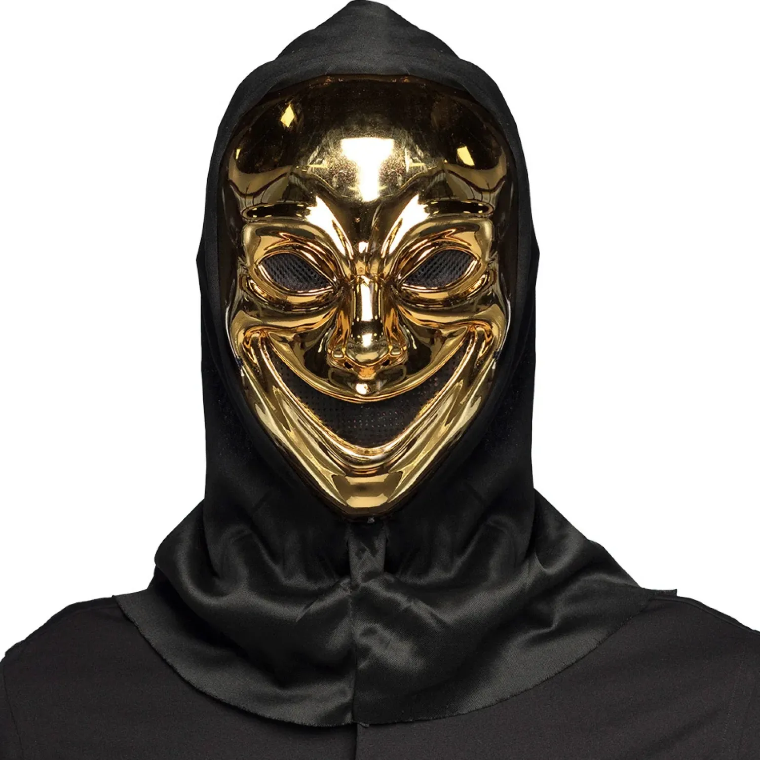 Naamarit Ja Silmikot|Halloween>Boland Party Partners, P. O. Box 518, AK ALPHEN A/D RIJN, https://boland.eu Hupullinen naamari kullanvärinen