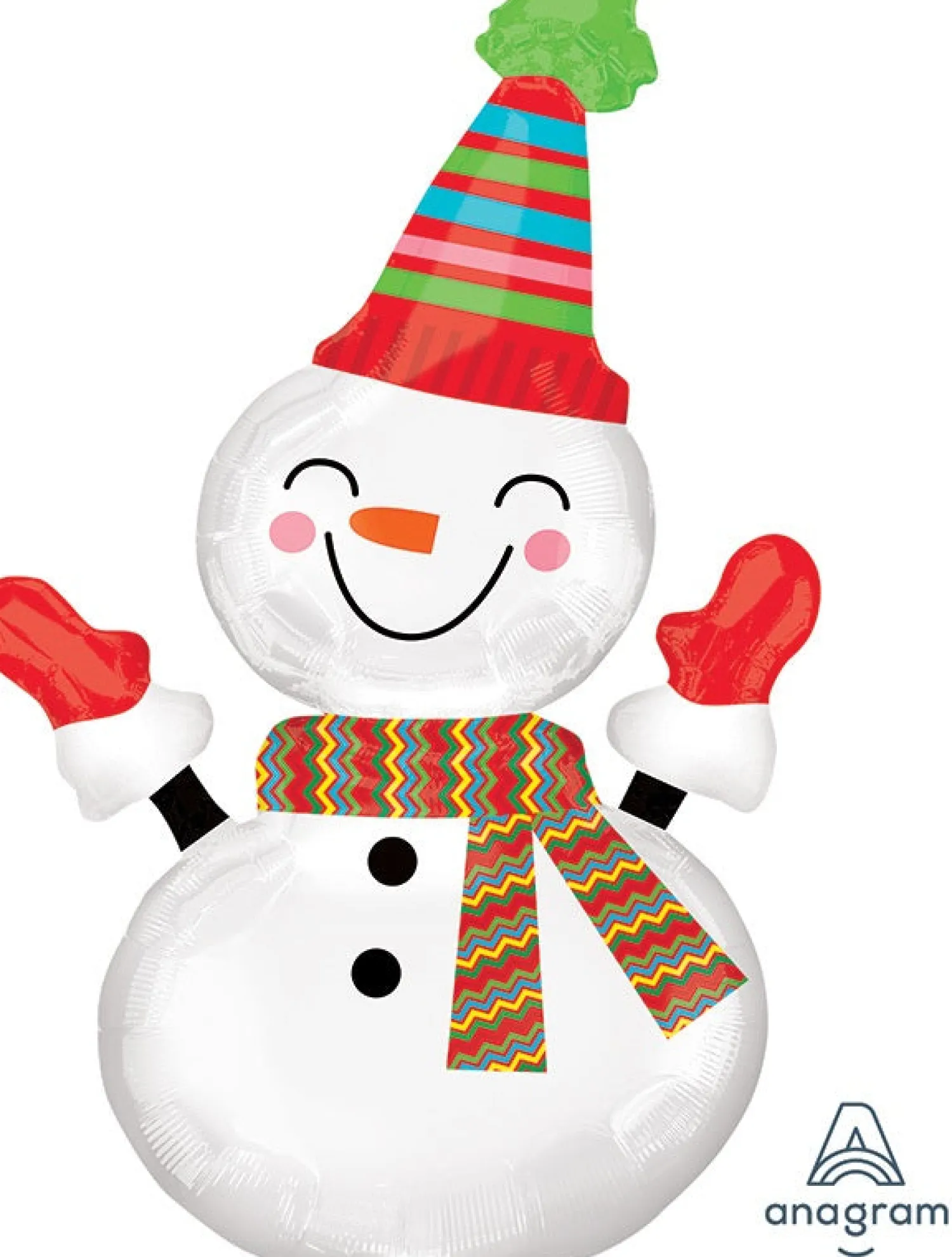 Muotofoliopallot>Anagram International Inc, 7700 Anagram Drive, MN 55344-7307, USA, http://www.anagramballoons.com/ Hymyilevä lumiukko muotofoliopallo