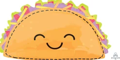 Muotofoliopallot>Anagram International Inc, 7700 Anagram Drive, MN 55344-7307, USA, http://www.anagramballoons.com/ Hymyilevä taco muotofoliopallo