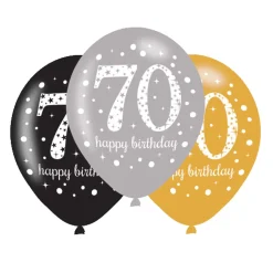 Syntymäpäivät|Syntymäpäivät>IV Beck / Amscan Europe GmbH, Dettinger Str. 148, 73230 Kirchheim/Teck, Germany, www.amscan-europe.com Ilmapallo 28 cm 70 Happy Birthday 6 kpl/pss