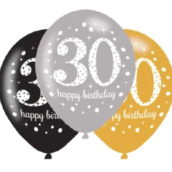 Painetut Ja Kuvioidut Ilmapallot>IV Beck / Amscan Europe GmbH, Dettinger Str. 148, 73230 Kirchheim/Teck, Germany, www.amscan-europe.com Ilmapallo 28 cm 30 Happy Birthday 6 kpl/pss